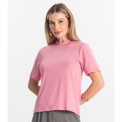 Blusa Feminina Básica em Malha Visco Rovitex Rosa G / Rosa