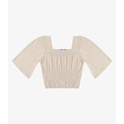 Blusa Cropped Feminina com Manga Ampla Endless Bege GG / Bege