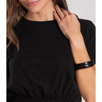 Blusa Feminina Com Lastex Dianna Preto PP / Preto