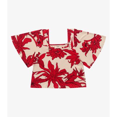Blusa Cropped Feminina Visco Maquinetada Rovitex Vermelho M / Vermelho