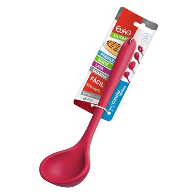 Concha Terrina Silicone com Cabo Metal Euro Home Vermelho