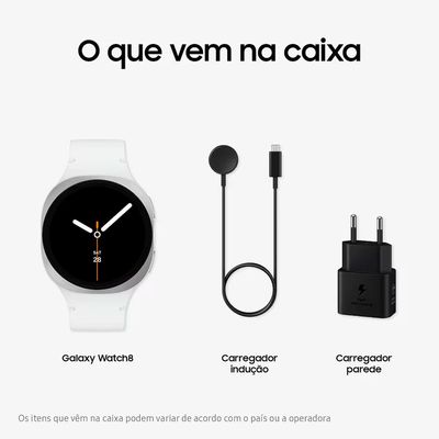 Smartwatch Galaxy Watch8 40mm Bluetooth Tela Cristal Safira Prata / Bivolt