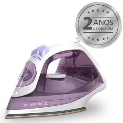 Ferro de Passar a Vapor Philips Walita Série 2000 DST2020 Base Cerâmica Reservatório 250ml Calc Clean Roxo