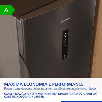 Geladeira BB41T Inverse 407L Frost Free Inverter Titânio Panasonic Titânio / 220V