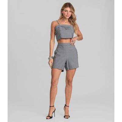 Blusa Cropped Feminina De Alça Regulável Dianna Cinza GG / Cinza
