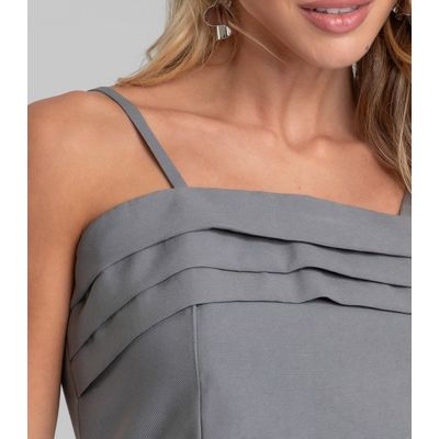 Blusa Cropped Feminina De Alça Regulável Dianna Cinza GG / Cinza