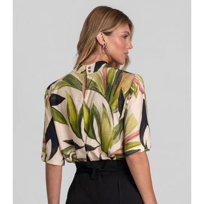 Blusa Feminina em Tecido Estampado Dianna Bege M / Bege