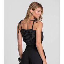 Blusa Cropped Feminina De Alça Em Viscose Dianna Preto