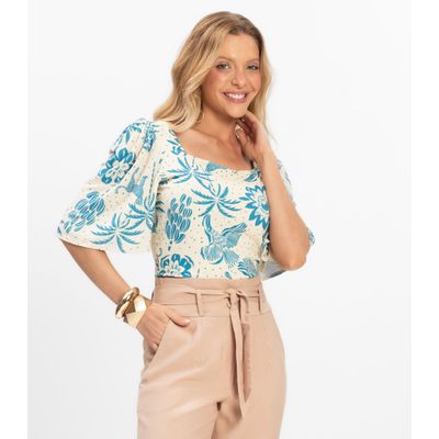 Blusa Feminina Cropped Canelado Rovitex Azul GG / Azul