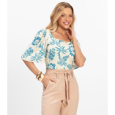 Blusa Feminina Cropped Canelado Rovitex Azul GG / Azul