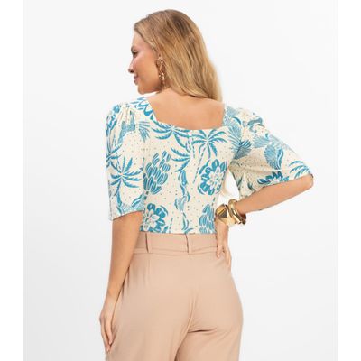Blusa Feminina Cropped Canelado Rovitex Azul M / Azul