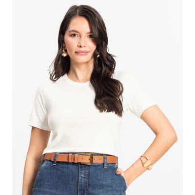 Blusa Básica Feminina Cotton Leve Rovitex Bege M / Bege