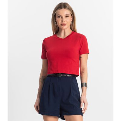 Blusa Básica Feminina Cotton Leve Rovitex Vermelho G / Vermelho