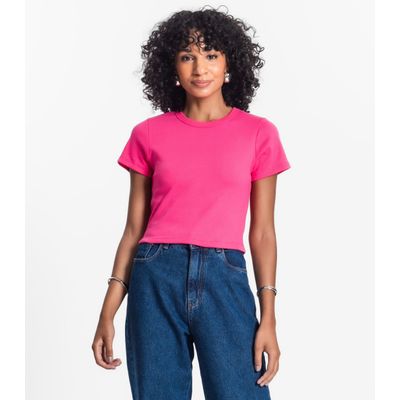 Blusa Cropped Ribana Básica Rovitex Rosa P / Rosa