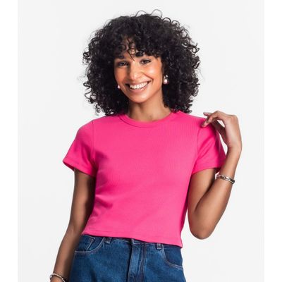 Blusa Cropped Ribana Básica Rovitex Rosa GG / Rosa