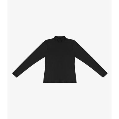 Blusa Feminina Cotton Gola Alta Básica Rovitex Preto P / Preto