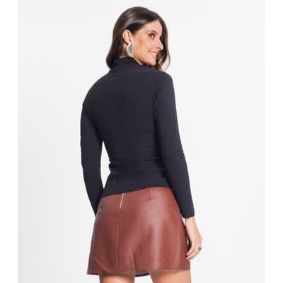 Blusa Feminina Cotton Gola Alta Básica Rovitex Preto P / Preto
