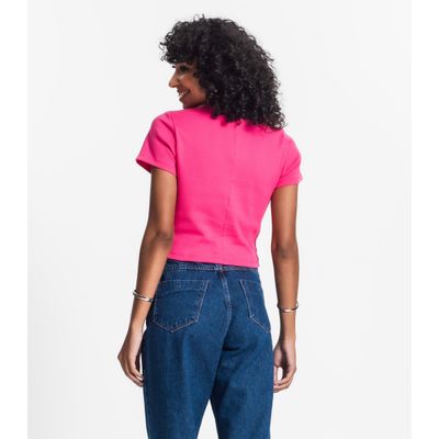 Blusa Cropped Ribana Básica Rovitex Rosa M / Rosa