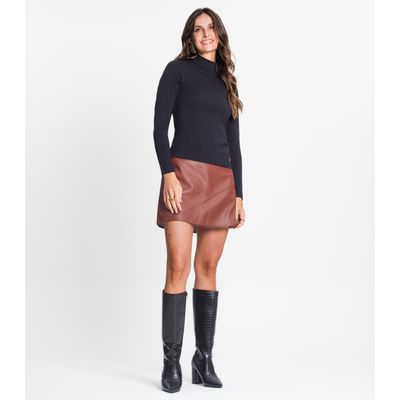 Blusa Feminina Cotton Gola Alta Básica Rovitex Preto M / Preto