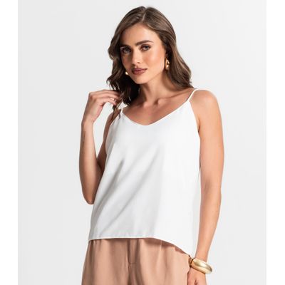 Blusa De Alça Tecido Crepe Marrocos Endless Branco GG / Branco