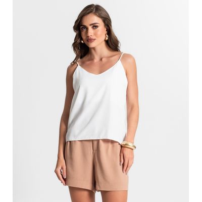 Blusa De Alça Tecido Crepe Marrocos Endless Branco GG / Branco