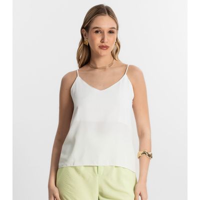 Blusa De Alça Tecido Crepe Marrocos Endless Branco GG / Branco
