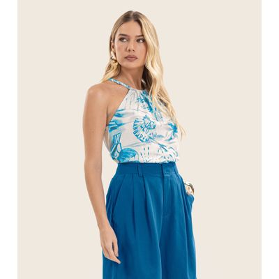 Blusa de Alça Feminina em Meia Malha Endless Azul GG / Azul