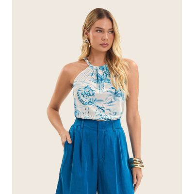Blusa de Alça Feminina em Meia Malha Endless Azul GG / Azul