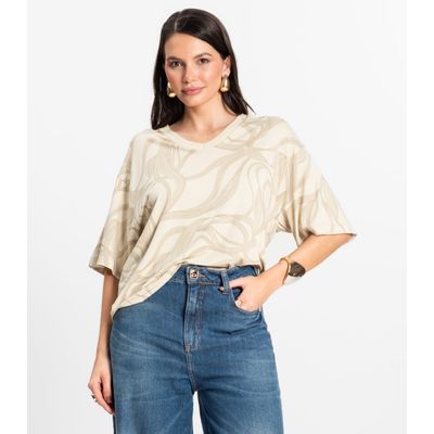 Blusa Feminina em Viscotorcion Rovitex Bege P / Bege