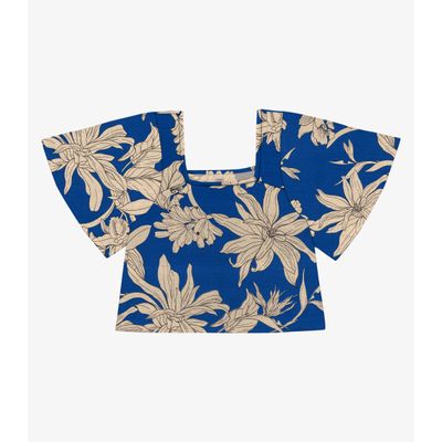 Blusa Cropped Feminina Visco Maquinetada Rovitex Azul P / Azul