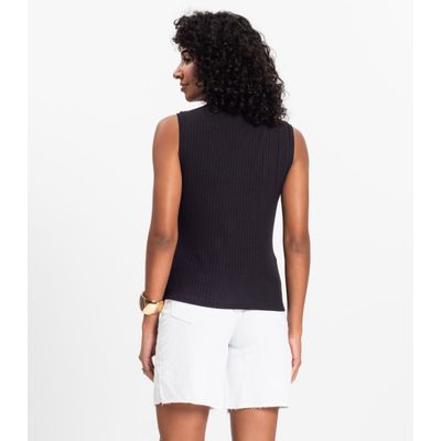Blusa em Ribana Canelada Rovitex Preto P / Preto