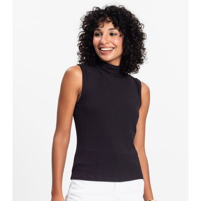 Blusa em Ribana Canelada Rovitex Preto P / Preto