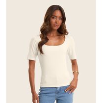 Blusa em Ribana Canelada Rovitex Bege