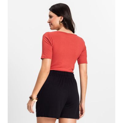 Blusa em Ribana Canelada Rovitex Marrom GG / Marrom