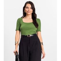 Blusa em Ribana Canelada Rovitex Verde