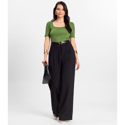 Blusa em Ribana Canelada Rovitex Verde P / Verde