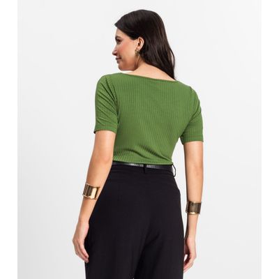 Blusa em Ribana Canelada Rovitex Verde M / Verde