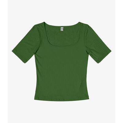 Blusa em Ribana Canelada Rovitex Verde M / Verde