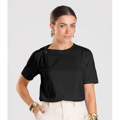 Blusa Feminina Com Detalhe em Nó Dianna Preto PP / Preto