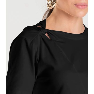 Blusa Feminina Com Detalhe em Nó Dianna Preto GG / Preto