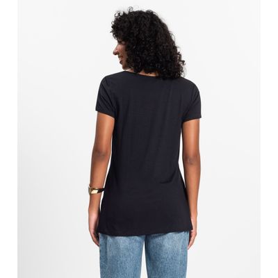 Blusa Básica Alongada Feminina Rovitex Preto P / Preto
