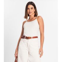 Blusa de Alça Feminina Viscotorcion Básica Rovitex Bege