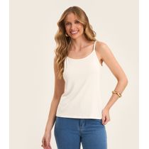 Blusa de Alça Feminina Viscotorcion Básica Rovitex Bege