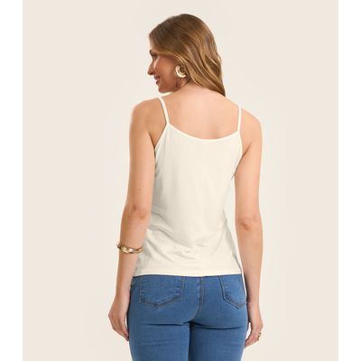 Blusa de Alça Feminina Viscotorcion Básica Rovitex Bege P / Bege