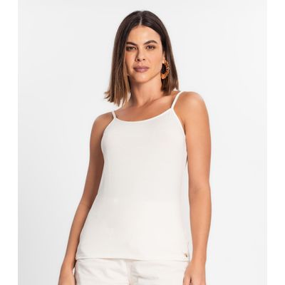 Blusa de Alça Feminina Viscotorcion Básica Rovitex Bege P / Bege