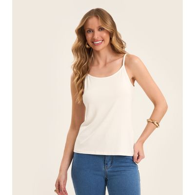 Blusa de Alça Feminina Viscotorcion Básica Rovitex Bege G / Bege