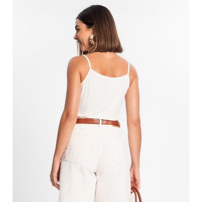 Blusa de Alça Feminina Viscotorcion Básica Rovitex Bege G / Bege