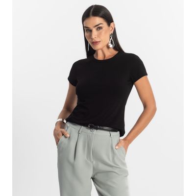 Blusa Feminina Cotton Leve Básica Rovitex Preto G / Preto