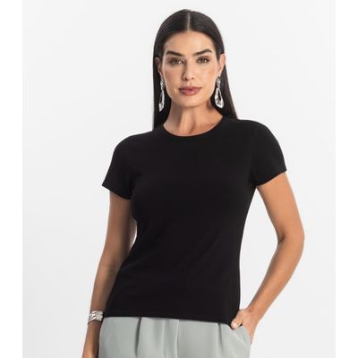Blusa Feminina Cotton Leve Básica Rovitex Preto G / Preto