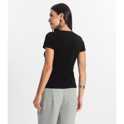 Blusa Feminina Cotton Leve Básica Rovitex Preto P / Preto